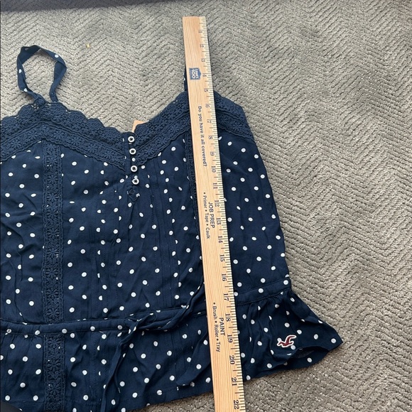 New Hollister Polka Dot Lace Cami Top Navy Blue Button Front Size Medium - Picture 7 of 10